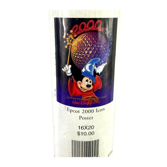 Vtg 2000 Walt Disney World EPCOT Sorcerer Mickey Mouse Poster 16 x 20 w Canister - Picture 2 of 4